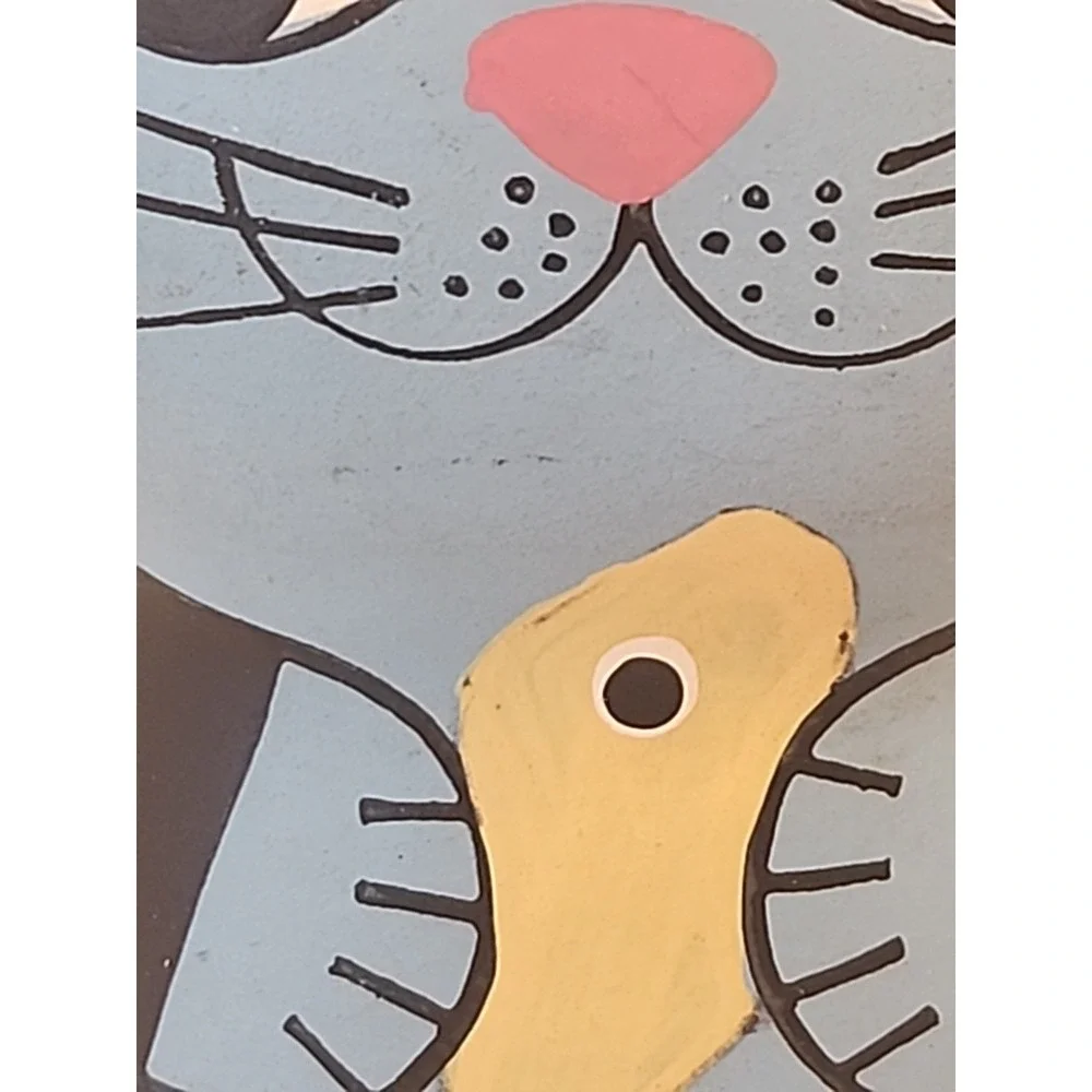 Vintage Ceramic Blue Kitty Cat Money Bank 5.25